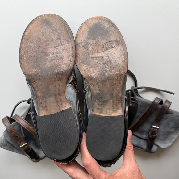 Freebird by Steven Ravi Double Layer Steampunk Lace and Strap Side Zip Boots 6 - Picture 7 of 9